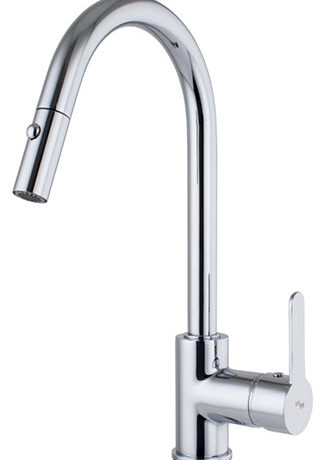 SING.LEVER SINK PULL OUT SHOWER CERAMIC 9/16 X 400 HOSES AURIN MOD. CHROME